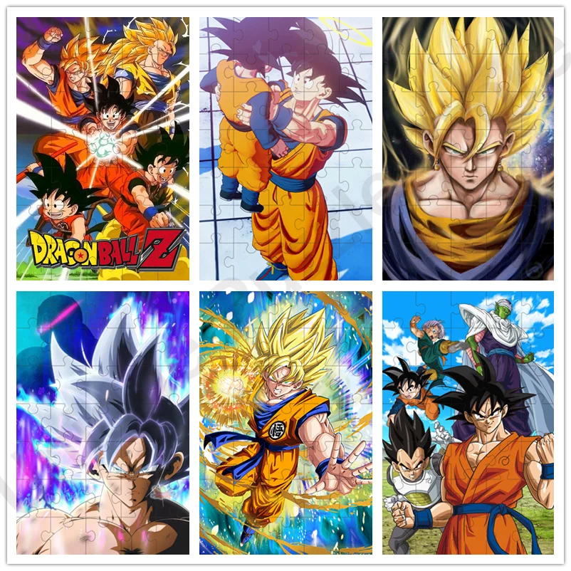 Bandai Anime Dragon Ball Guku 35/300/500/1000 Pcs Diy Mini Wooden Puzzle Jigsaw Puzzle Educational Toys for Kids Birthday Gifts bandai anime naruto all characters collection wooden puzzle model assembled jigsaw puzzle educational toys kids birthday gifts