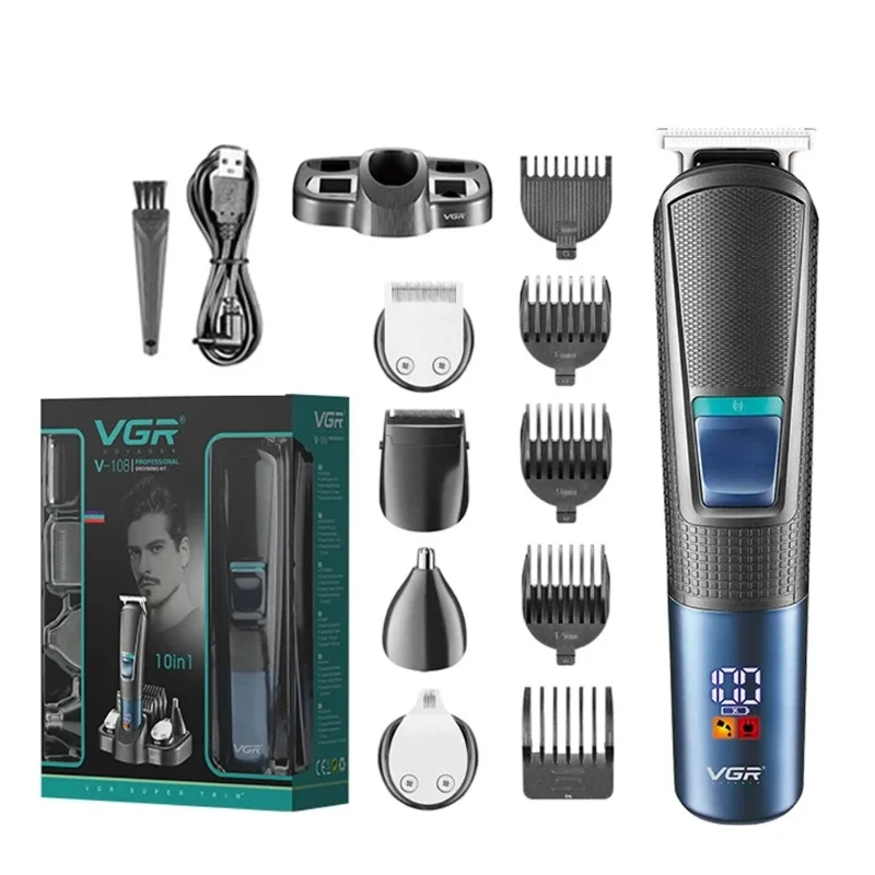 VGR 5 in 1 Mens Grooming Kit Professional Electric Shaver Beard and Nose Hair Trimmer Barber Hair Clipper Set V-108 6