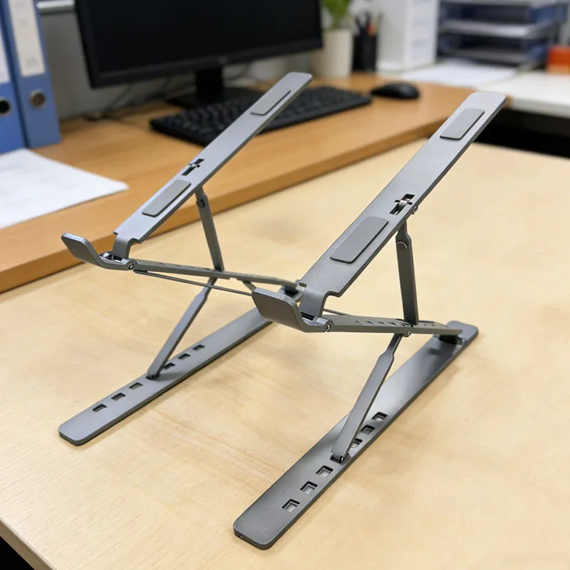 알루미늄 합금 접이식 쿨링 노트북 스탠드, 이중 레이어 데스크탑 지지대, 노트북 및 태블릿용 범용 스탠드
