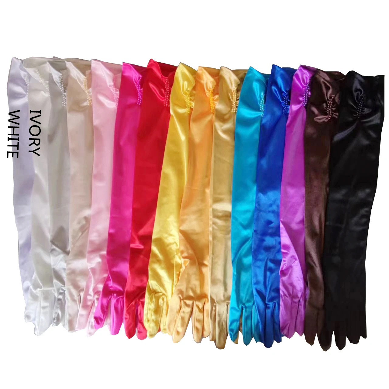 Satin Long Women Gloves Stage Performance Ball Accessories Multicolor