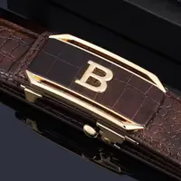 Casual Black Coffee Business Leather Belt Luxury Design Trendy Brand Automatic Buckle Waist Belt Man Crocodile Pattern Waistband - Image 3