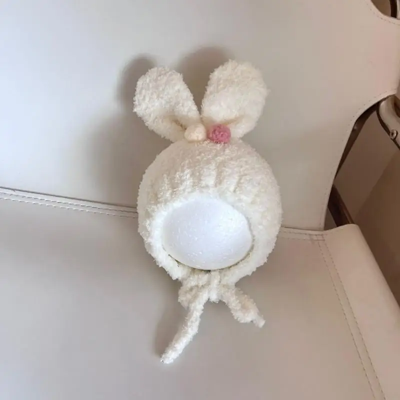 39bd Kleinkind Baby Kinderzimmer Strickhut Pelzige Kleinkind Kaninchen Ohren Baby – Detail 9