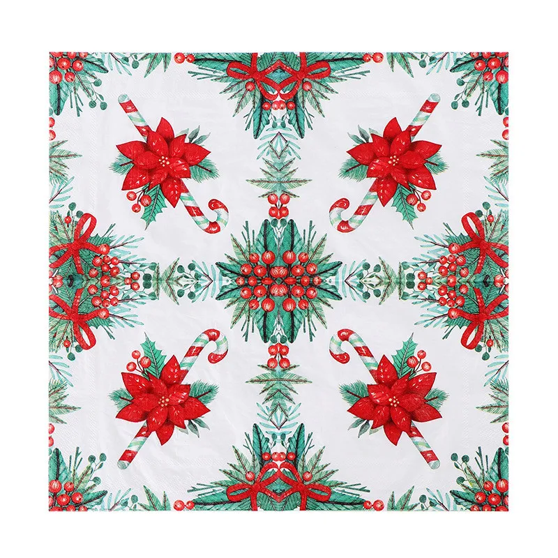 Description Picture 3 of item20Pcs/pack Vintage Christmas Series Printed Paper Disposable Tableware Napkin Tissues DIY Xmas Party Decoration