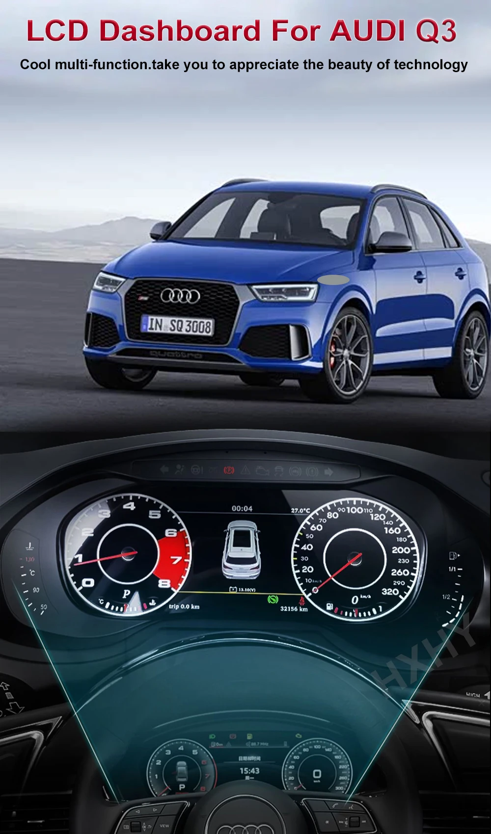 Car Digital Cluster Instrument CockPit LCD Center Speedmeters Dashboard For Audi