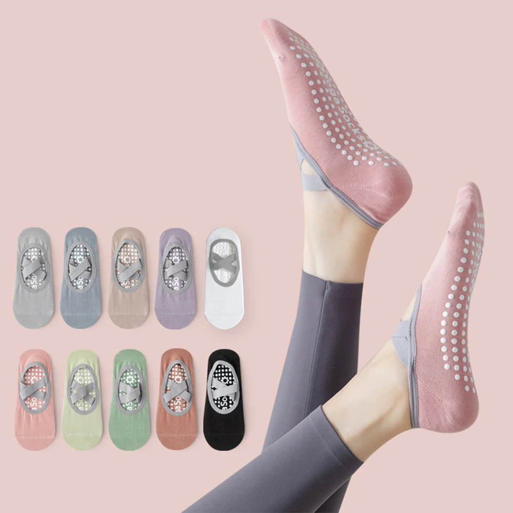 

Women Yoga Socks with Grips Non-slip Cotton Moisture Absorption Perspiration Ballet Dance Pilates Sports Gym Workout Socks