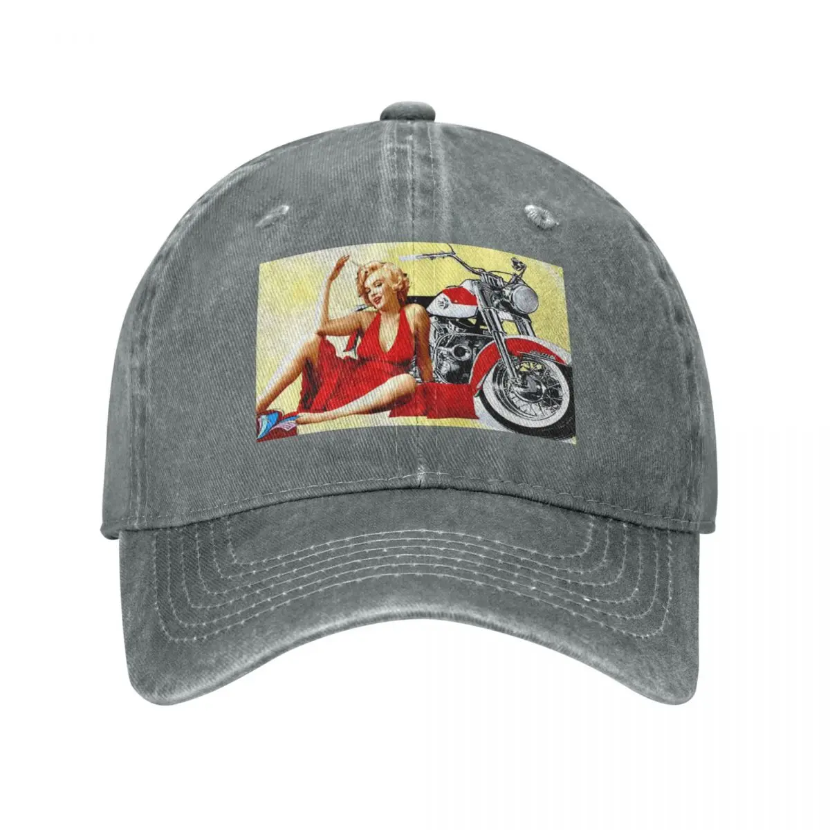 

MARILYN MONROE : Motorcycle Print Cowboy Hat Big Size Hat Ball Cap Men'S Cap Women'S
