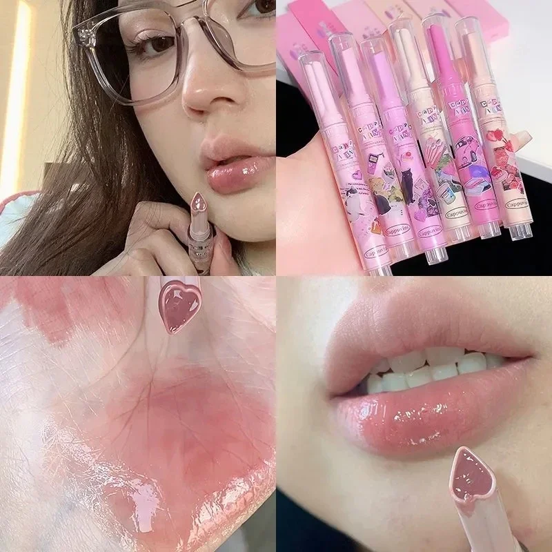 Moisturizing Lipstick Set Mirror Aqua Jelly Love Korean Makeup Long Lasting  Lip Balm Lip Tint Gloss 6pcs Kit - AliExpress