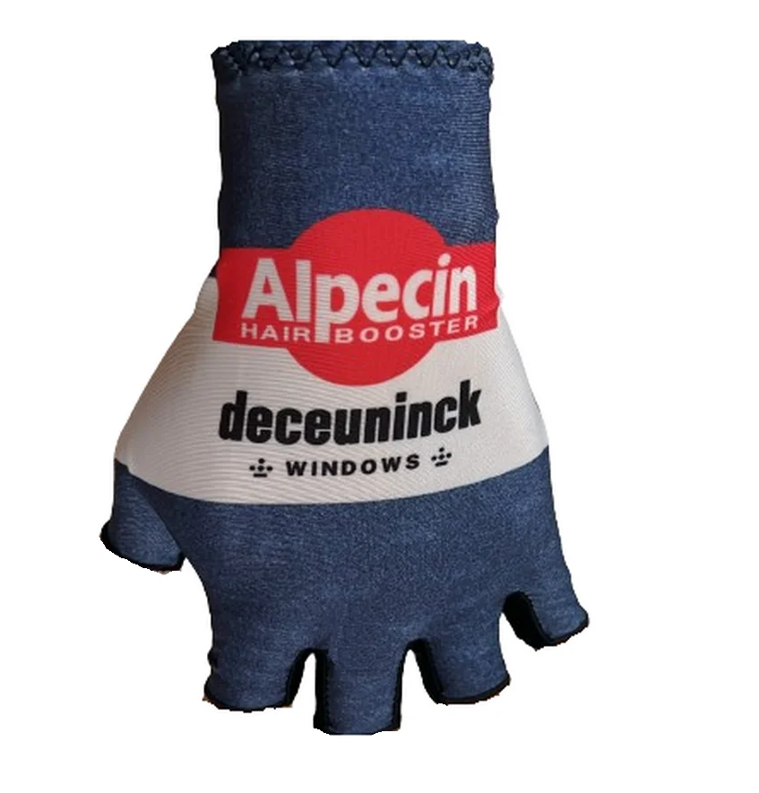 

2024, джинсовые спортивные перчатки ALPECIN Deceuninck для команды, одна пара, Джерси с полупальцами для езды на велосипеде, гелевые перчатки для горных и дорожных велосипедов