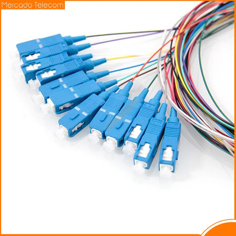 12 colors SC/UPC Single Mode fiber optic SM 9/125 pigtail PVC 0.9mm optical fiber cable ftth