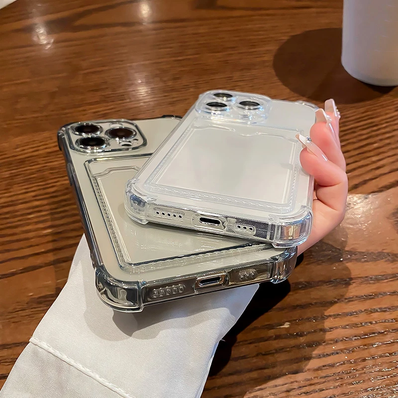 Wallet Card Holder Clear Soft Case For iPhone 11 13 12 14 15 16 Pro Max 17 Air X XSMax XR 16promax Transparent Card Slots Cover — view 6