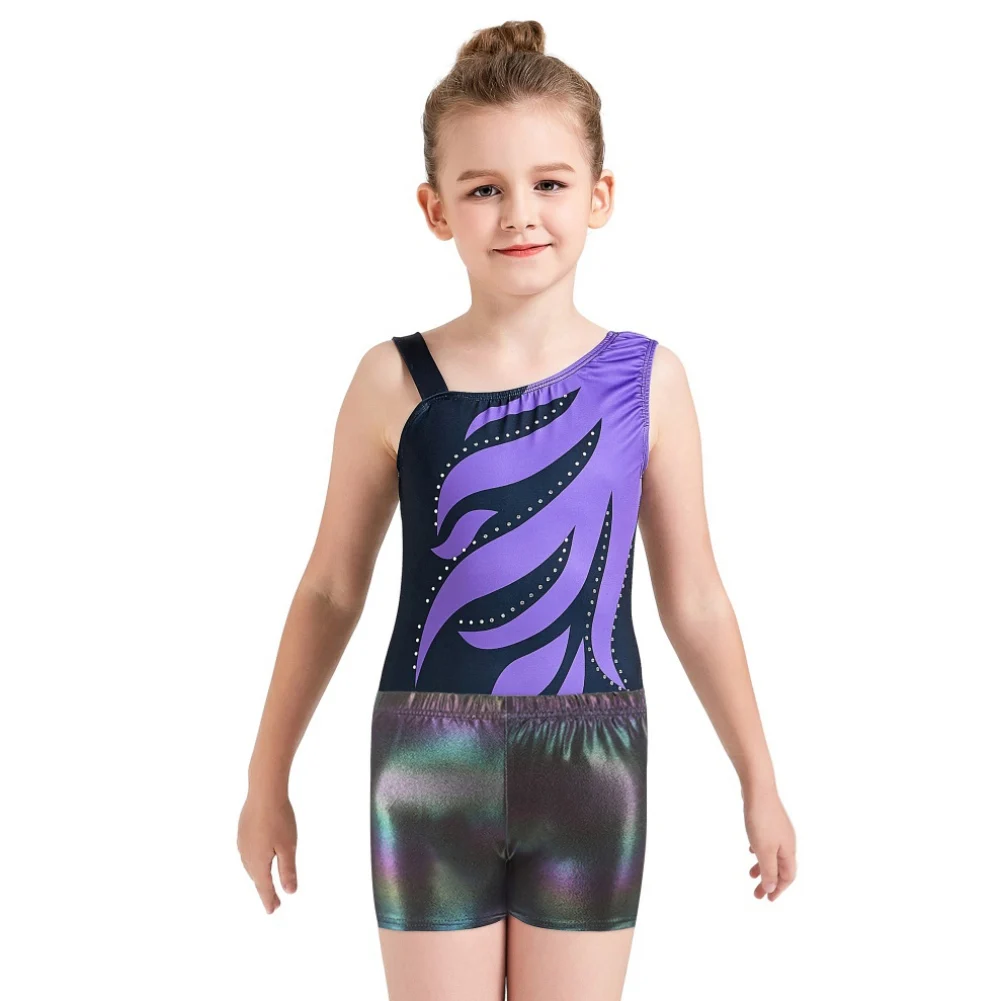 Girls Dance Leotards Children Gymnastics Leotards Sleeveless Bodysuit Kids Ballerina Training Wear Jumpsuit Shorts Headband Sets children dance leotards,gymnastics dancewear sets