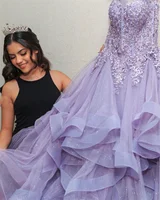 Jessica Lace Embroidery Fairy Prom Dresses Glitter Fluffy Ruffle Purple Evening Dresses Princess Party Dresses Wedding Dress - Image 5