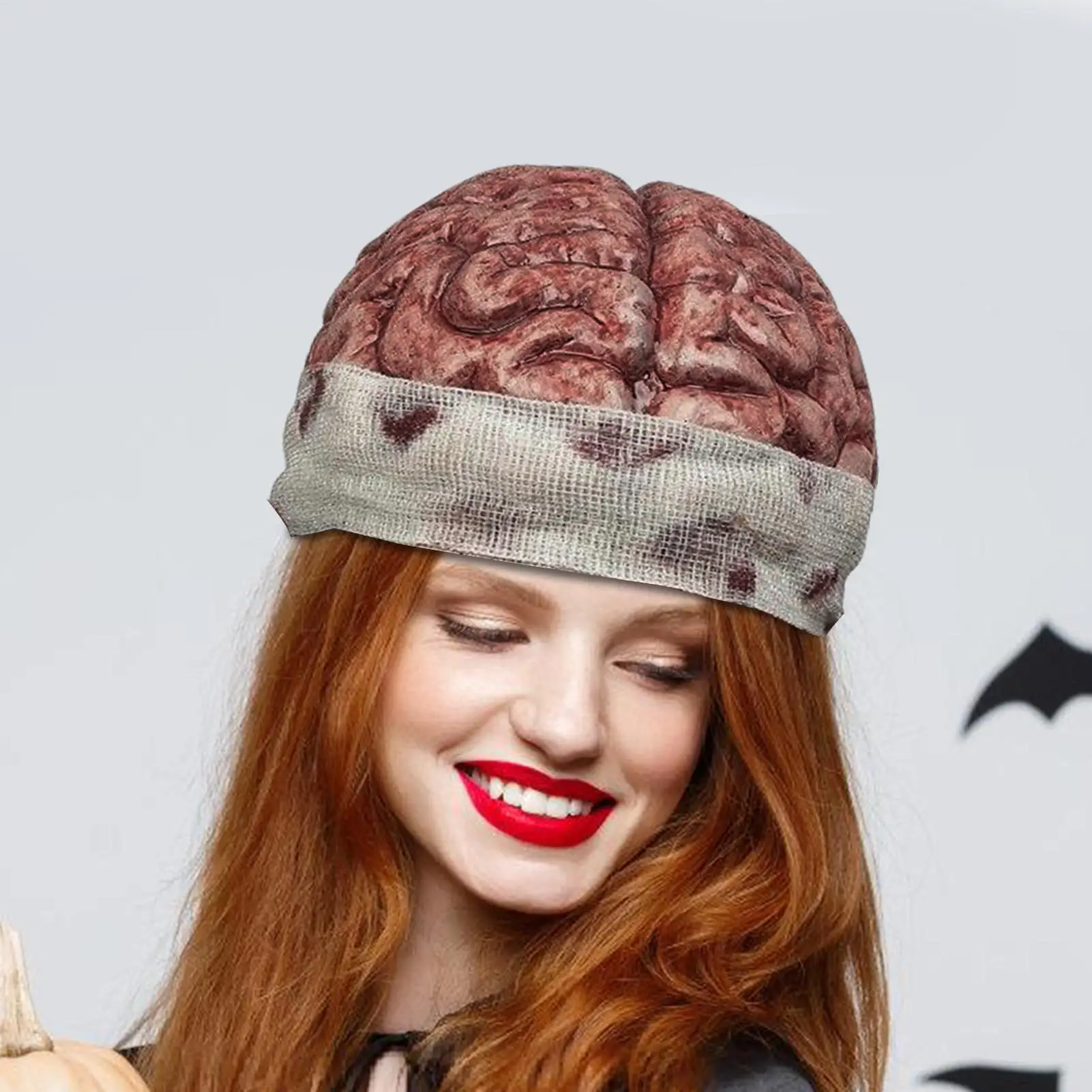 Brain Hat Party Hat 3D Realistic Costume Accessory Photo Prop for Stage halloween Festival Performance Adults Men Haunted