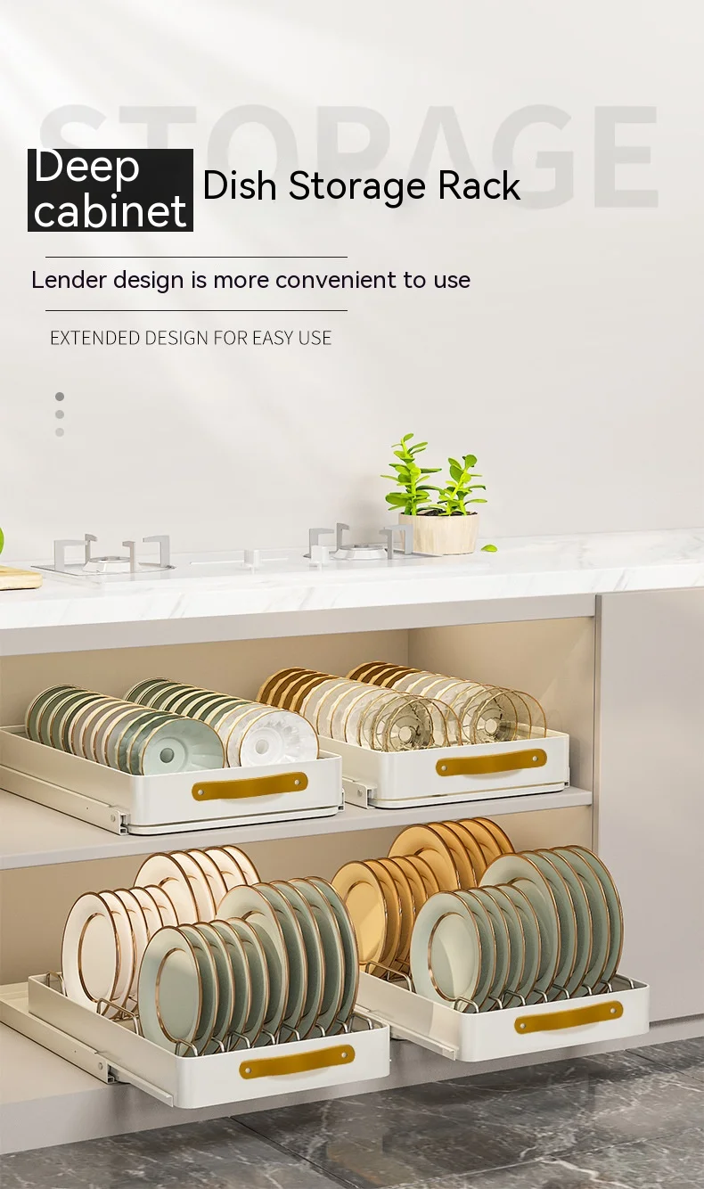 Description Picture 2 of itemKitchen Storage Rack with Slide Rails Pull-out Kitchen Drawer Storage Tray Spice Box Storage Rack Cabinets Organizer with Handle