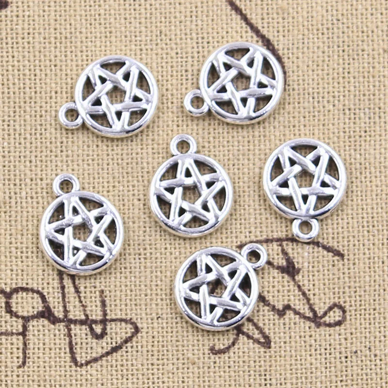 20 stücke Charms Stern Pentagramm 15x12mm Antike Bronze Silber Farbe Anhänger, Die DIY Handgemachten Tibetischen Finding Schmuck