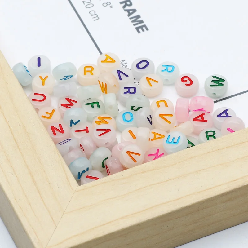 100 perline acriliche bianche con lettere, per la creazione di gioielli