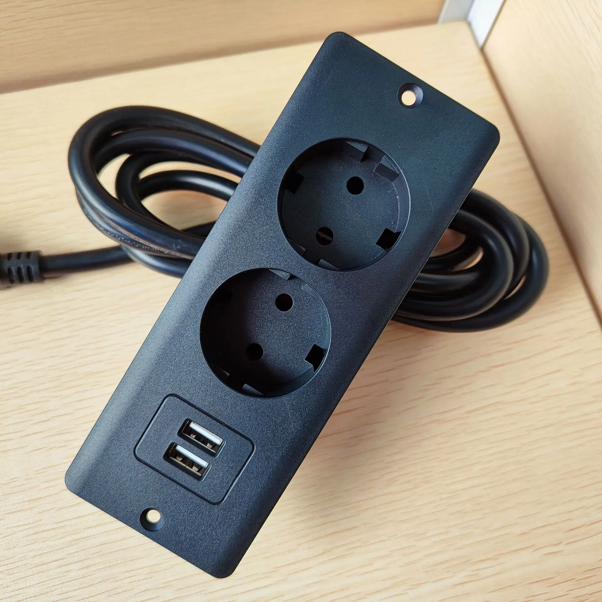 Description Picture 5 of itemEU KR Table Recessed Sockets 2 Outlets with USB type c 5V 2.1A  AC110 220 V Desk Home Office Hidden Power Electric Black Socket