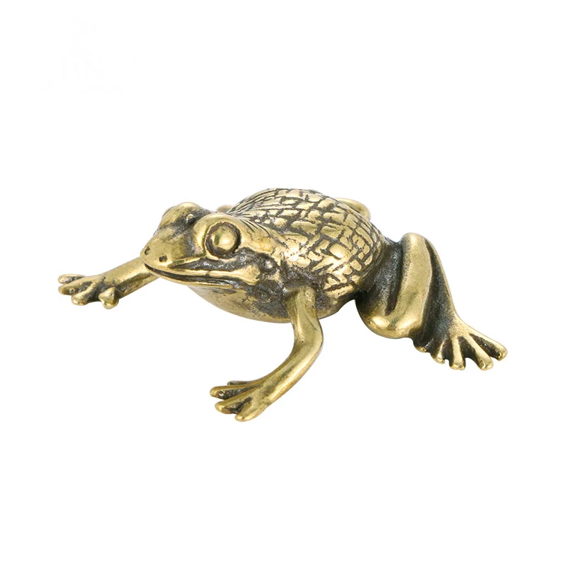 Pure Copper Frog Toad Statue Ornaments tea pet ornaments Desktop Antique Brass Tea Pet Collection Home Decoration for Living Room Animal Figurines