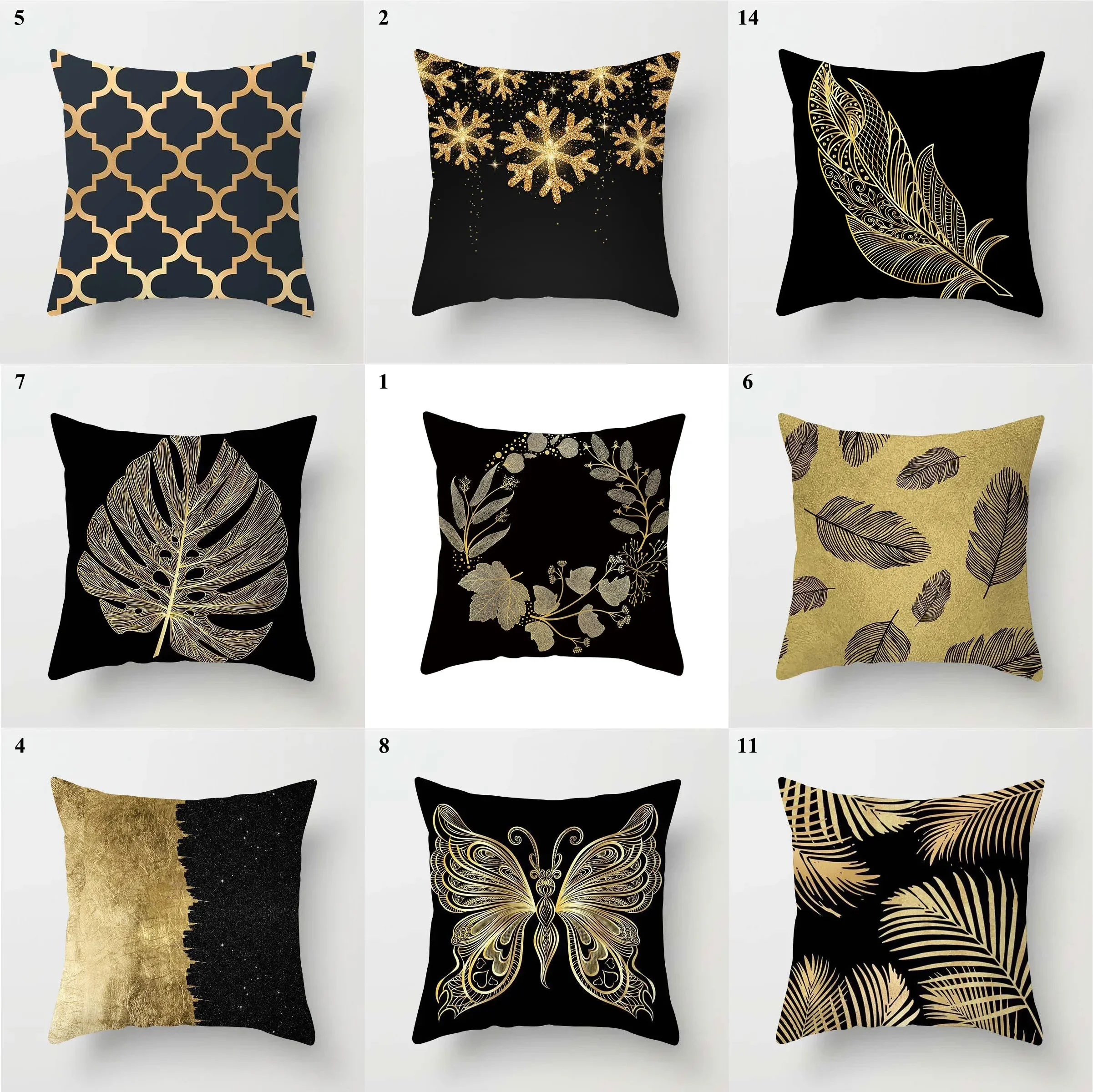 

Декоративная наволочка в виде золотого листа, 45x45 см