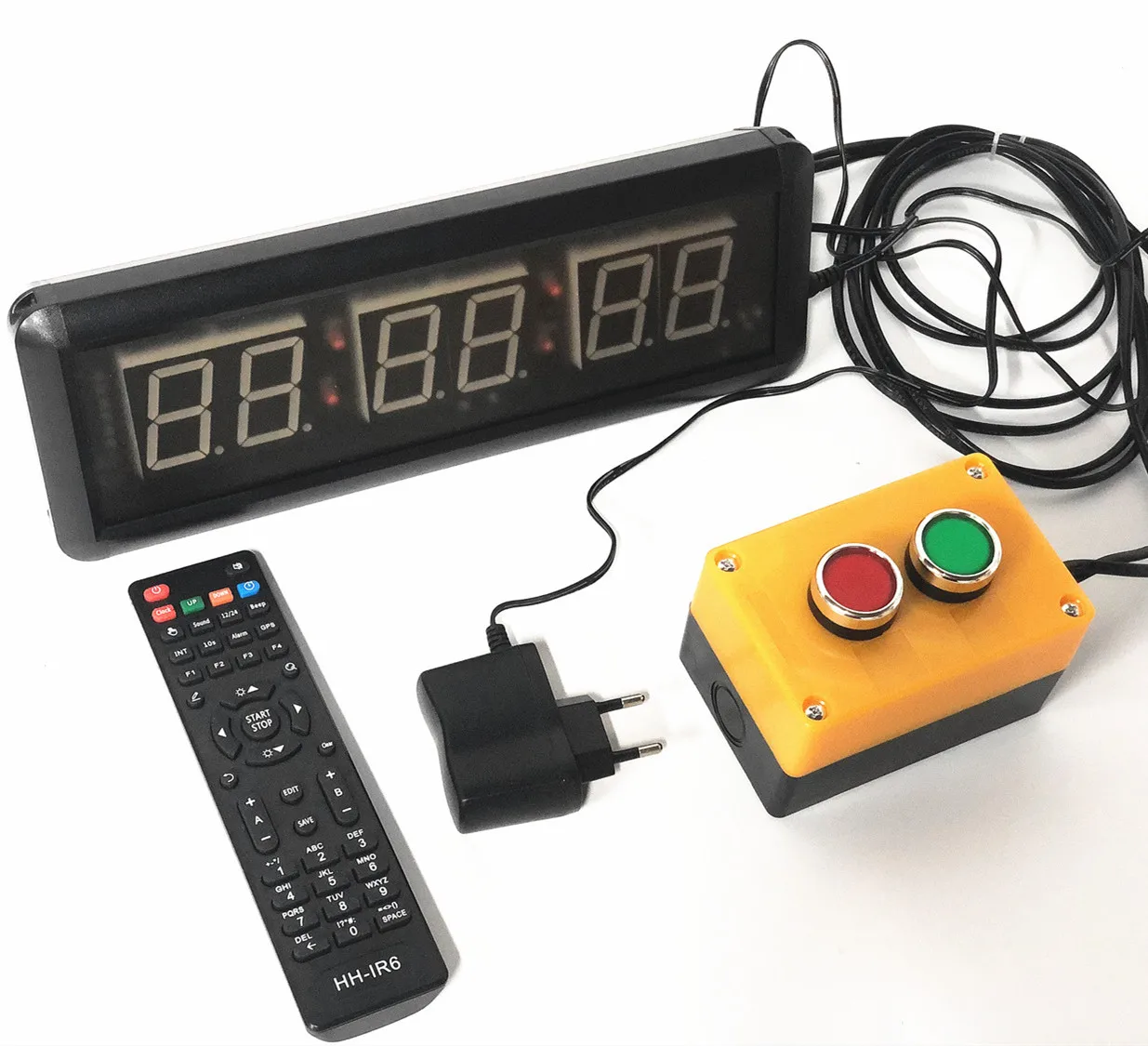 LED Countdown Timer Stopwatch With Big Button and Wireless Remote Obstacle Course Races Wipeout Timer 1.5inch 29cm 6