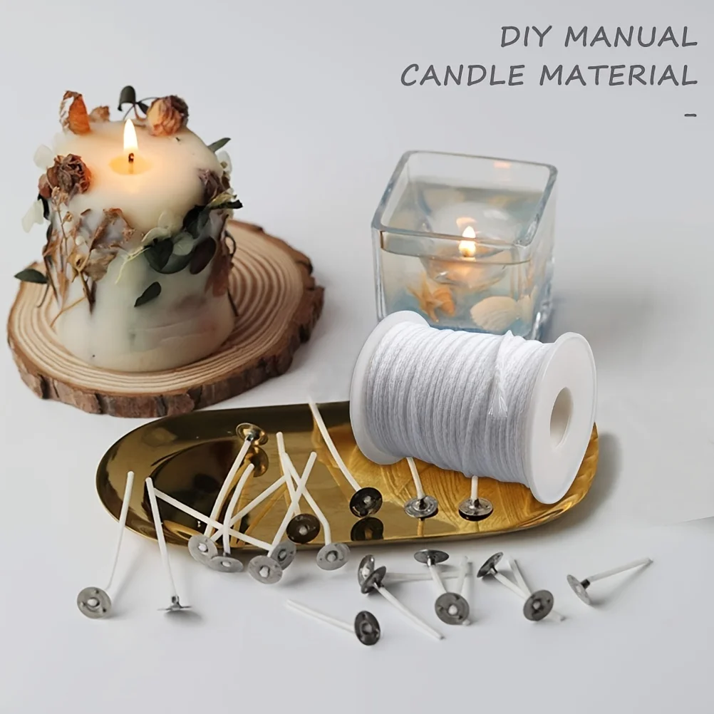 Candle Cotton Wick Roll with Metal Sustainer Tabs