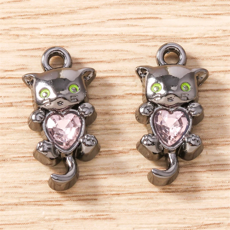 5 Stück 9 x 18 mm Cartoon-Tier-Charms aus Kristallmetall, Katzen-Charms, Anhänger für Halsketten, Ohrringe, Armbänder, DIY-Handwerk, Schmuckherstellung – Detail 16