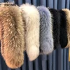 100% Real Fur Collar Luxury Warm Natural Raccoon Fur Scarf Women Genuine Fur Collar Scarves Large Fur Shawl Male Jacket Coat 1