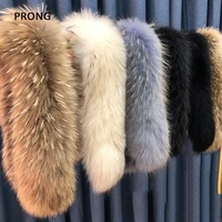 100% Real Fur Collar Luxury Warm Natural Raccoon Fur Scarf Women Genuine Fur Collar Scarves Large Fur Shawl Male Jacket Coat 1