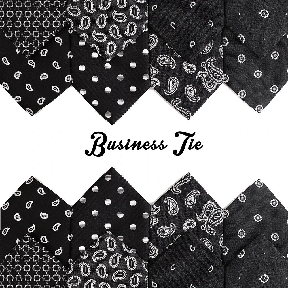 

Tailor Smith Paisley Dot Men's Business Black Ties Neck Tie for Men Fashion Luxury Wedding Necktie Gravatas