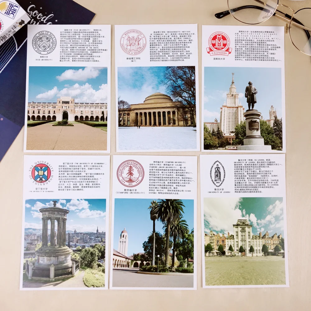 36Sheets/LOT World Famous Brand Colleges and Universities Landscapes Harvard Oxford University Postcard Greeting Wish Cards