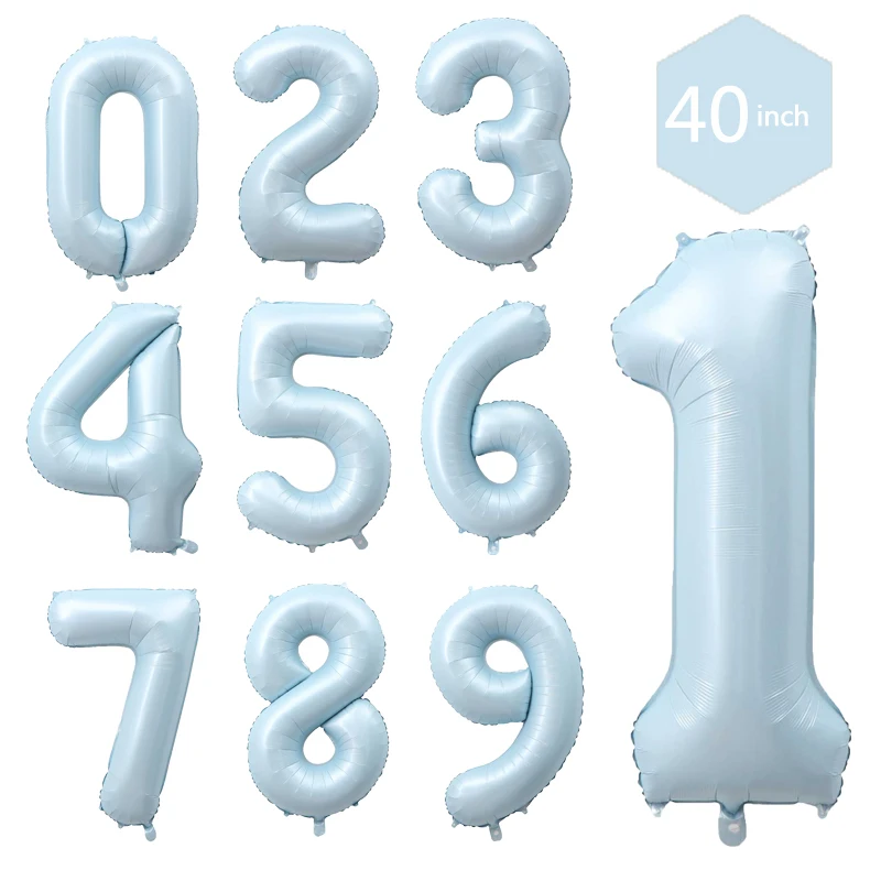 1pc 40 인치 번호 호일 풍선 1 2 3 4 5 6 세 아이 소년 소녀 크라운 생일 축하 풍선 베이비 샤워 장식 용품