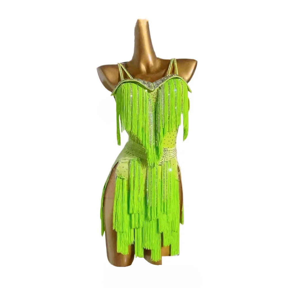 Latin Dance Professional Dress High-end Red Tassel Cha Tango Female Adult Standard Stage Professional Clothing dance dress