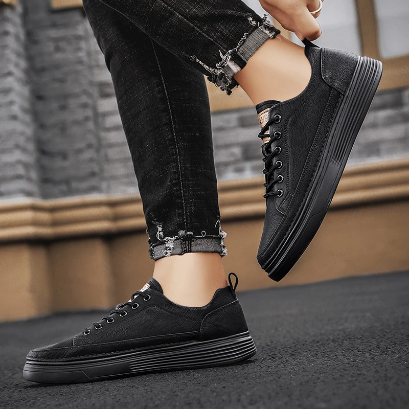 zapatillas deportivas hombre zapatillas casual hombre 2022 plataforma zapatos hombre informales de cuero para Hombre, calzado de coreana que combina con todo, para Vestir, estilo británico| | - AliExpress