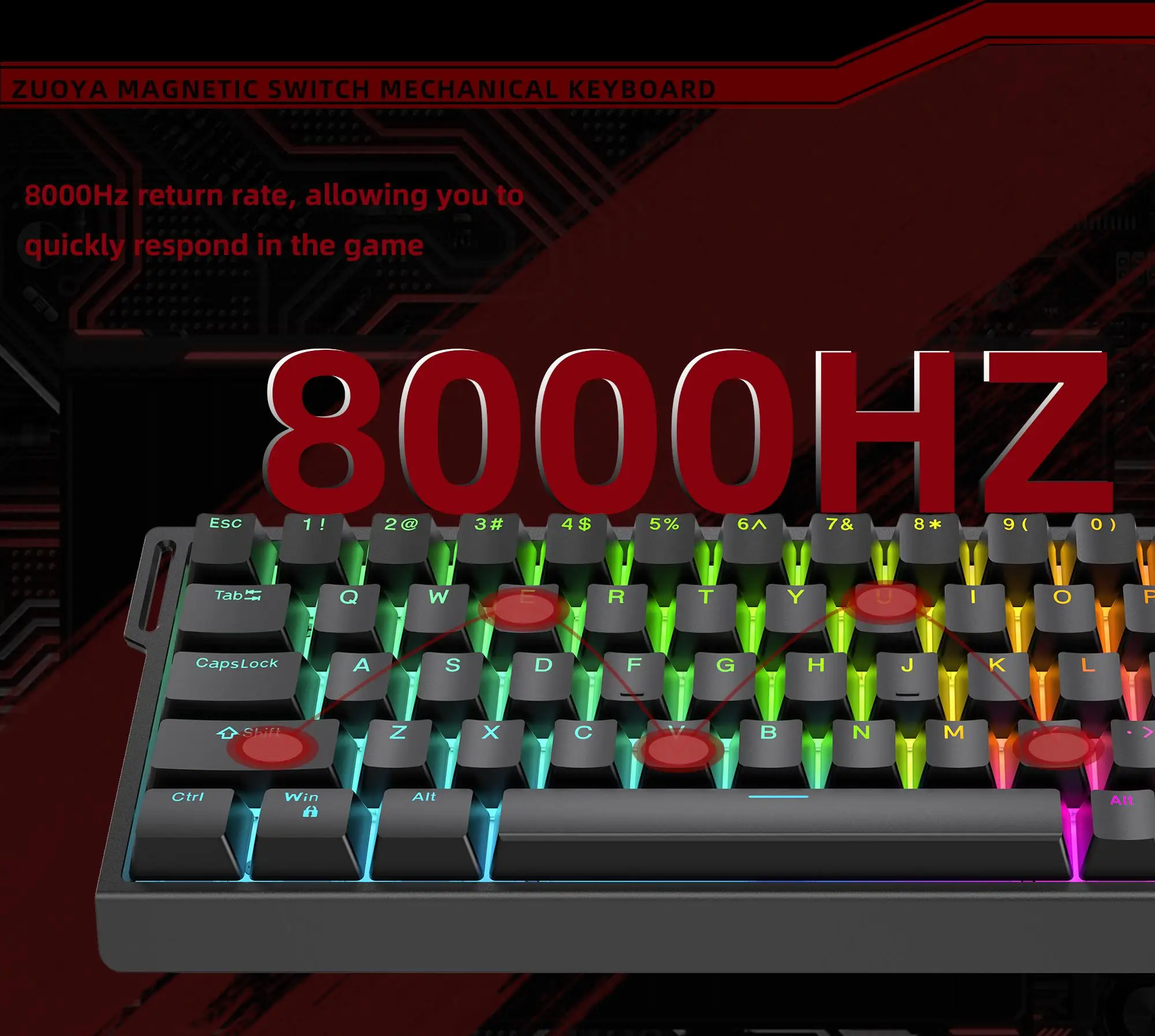 HE65 자기 스위치 키보드 RGB 게이밍 기계식 키보드 래피드 트리거 8K 리턴 유선 e스포츠 커스텀 키보드