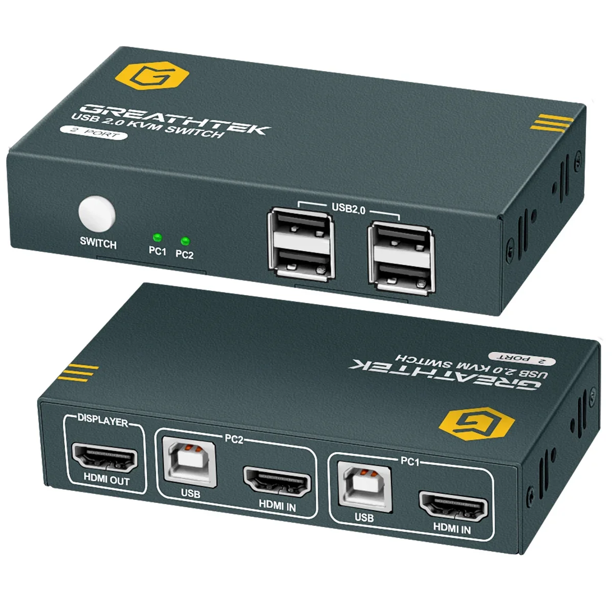KVM-переключатели с 2 портами 4K @ 30Hz USB 2,0 2 компьютера 1 монитор KVM-переключатель Plug and Play