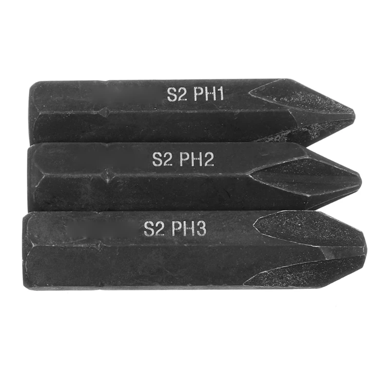 블랙 8mm 합금강 나사 충격 비트 강력한 자기 비트 내마 모성 PH1 / PH2 / PH3 3 개 세트 도구 40JA