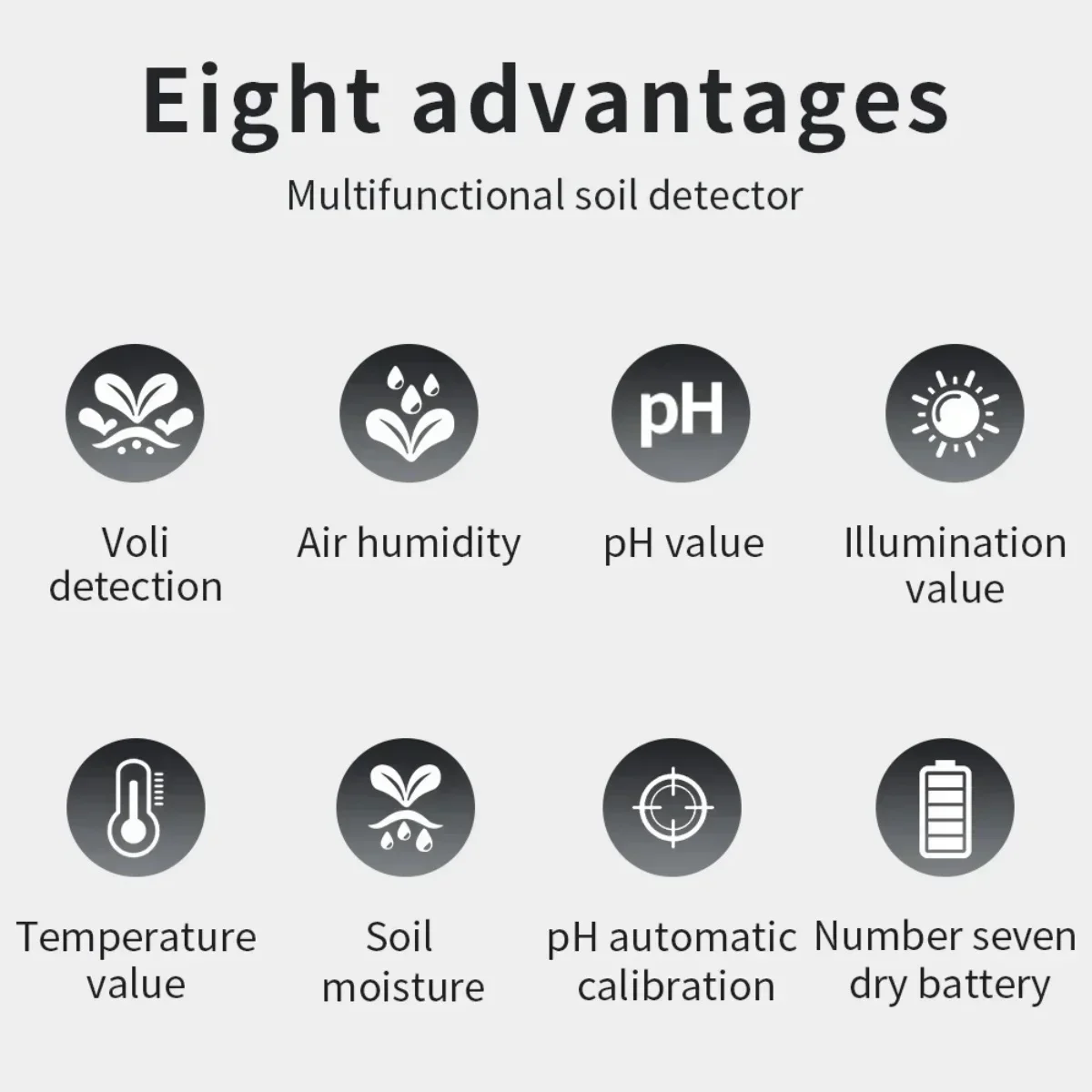 6 in 1 Multifunctional Soil Tester pH Temperature Humidity Sunlight Air Moisture Nutrient Fertility Meter Gardening Tool