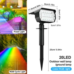 Vibrant Solar-Powered RGB Outdoor Spotlights - Waterproof Garden & Patio Decor - 1pc (20LED RGB)