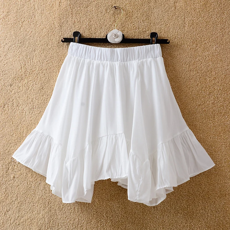 

Short White Skirts Women's Skirt Summer High Waist Ruffel Irregular With Underneath Pant A-line Mini Harajuku Cute Kawaii Fa