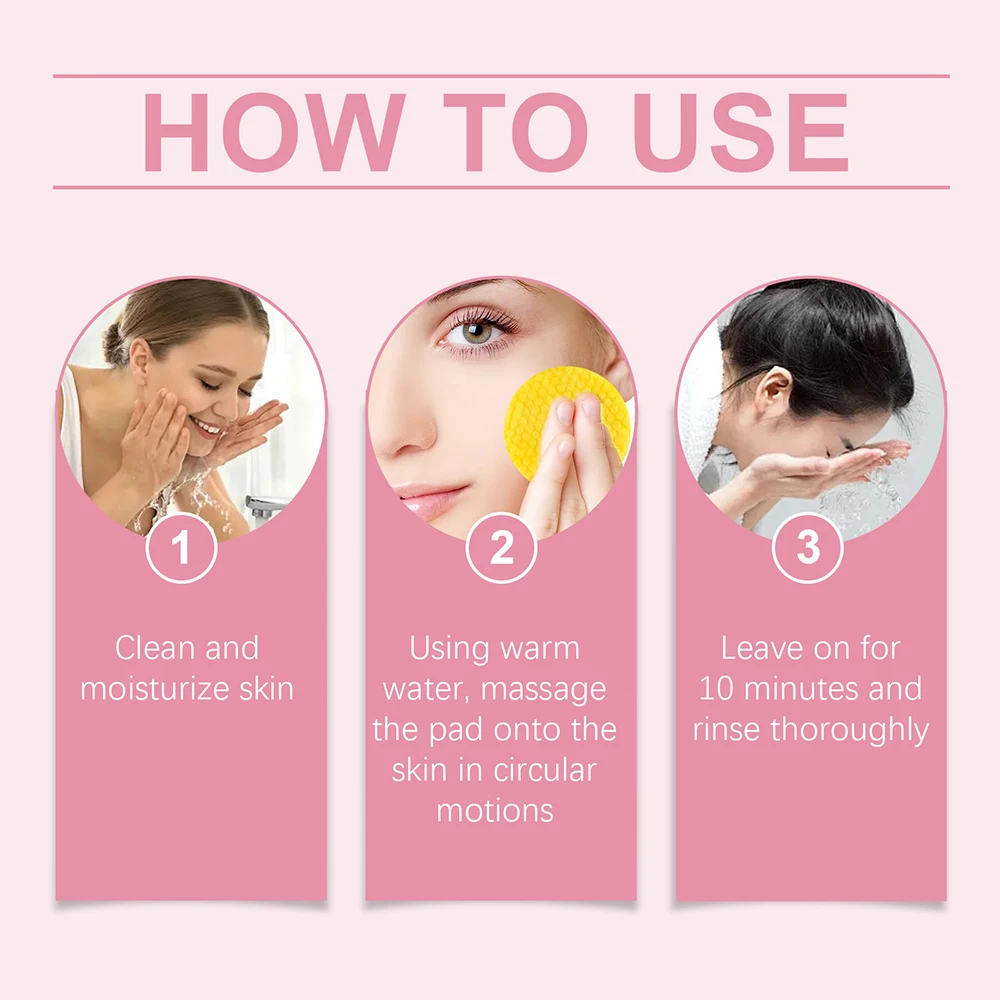 40PCS Turmeric Kojic Acid Cleansing Pads Exfoliating Pad Reduce Acne Brighten Skin Face Washing Tool Facial Cleanser Sponges 6