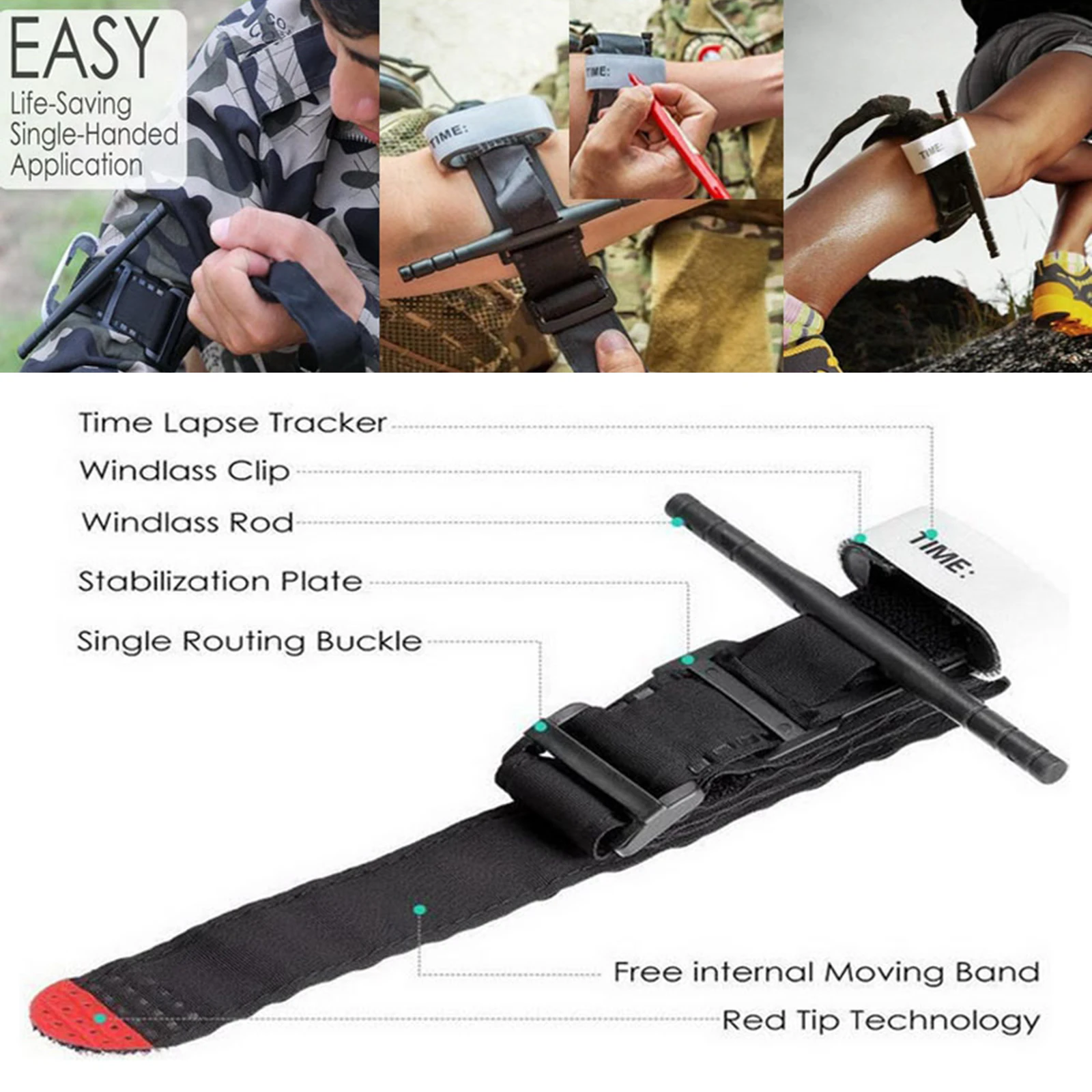 Combat Application Tourniquet First Aid Medical Tourniquet Bleed Quick Stop Control One-Handed Tourniquets Emergency Tool