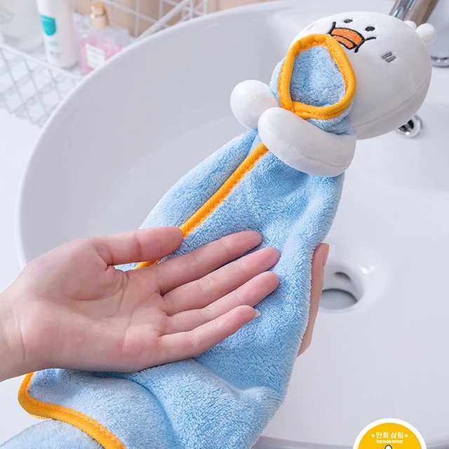 PRATIQUE 3 Pack Cute Hand Towels, Bathroom Towels with Hanging Loop,  Children Hand Towel Animals, Microfiber Coral Fleece Absorbent Hand Towel  for