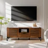 Modern Farmhouse Solid Wood TV Stand Living Room Holds TVs up to 65 Inches Rustic Chestnut Finish 2
