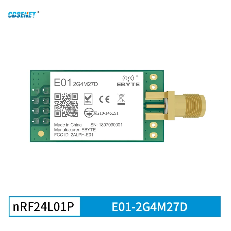 nRF24L01P 2.4GHz 500mW E01-2G4M27D SPI Transceiver E01-2G4M27D 27dBm SMA Long Range nRF24L01 PA LNA Transmitter Receiver 5pcs nrf24l01p 2 4ghz 20mw e01 2g4m13s spi transceiver 13dbm smd pcb antenna nrf24l01 pa lna transmitter receiver