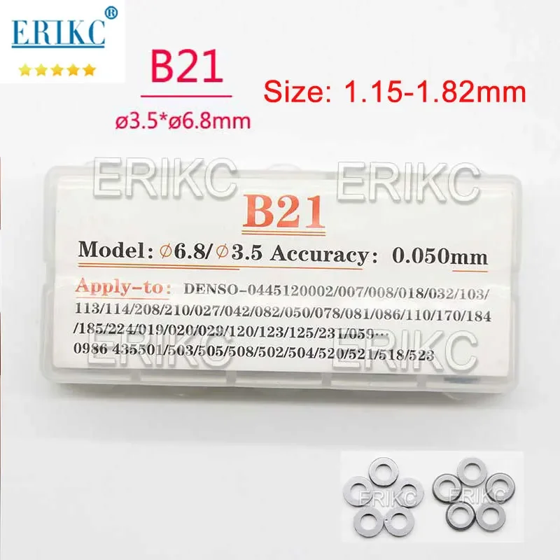 

ERIKC B21 Injection Washer Gasket Kits Size 1.15-1.82mm B21 Common Rail Diesel Injector Adjusting Shims for DENSO Sprayer Nozzle