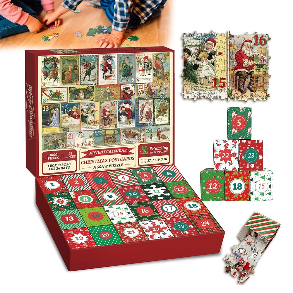 Advent Calendar Christmas Puzzle for Adults 1000PC Countdown to Christmas Calendar Jigsaw Puzzle gift for Kids adults
