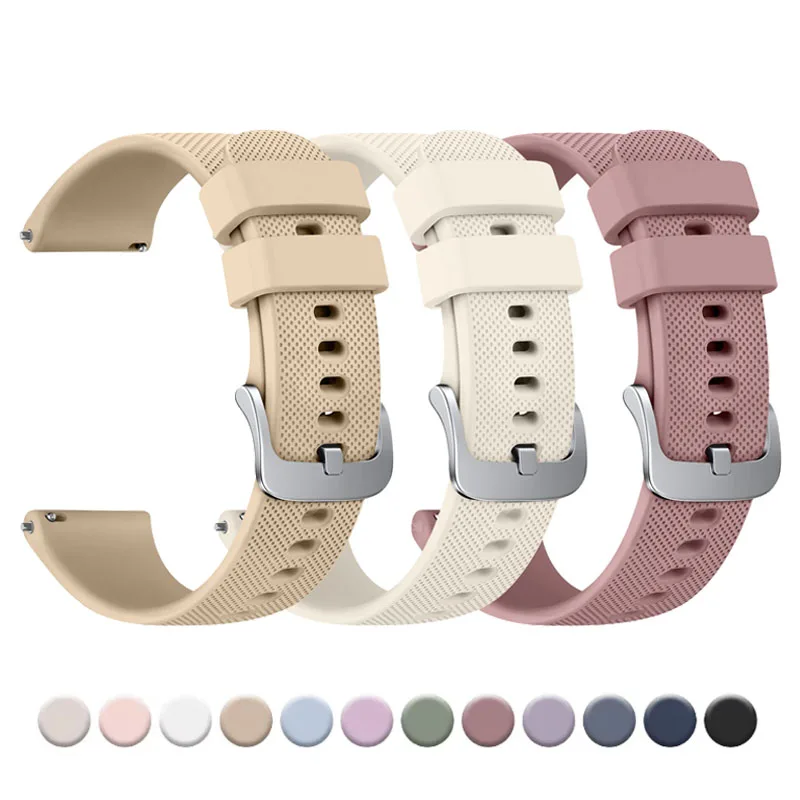 18mm Silicone Strap for Garmin Vivoactive 4S/3S/2S Venu2S/3S Band for Fossil Women's Gen 4/6 5E 42mm Huawei Watch GT 4/GT4 41mm