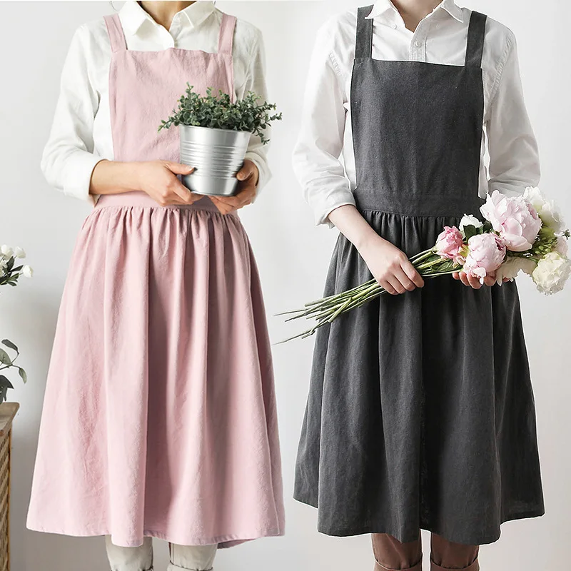 1Pc Nordic Simple Florist Apron Cotton Linen Gardening Coffee Shops Kitchen Aprons For Cooking Baking Restaurant Apron