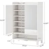 Shoe Cabinet with Mirrored Door, 7-Tier Shoe Storage Cabinet for Entryway, Freestanding Shoe Rack Cabinet with LED Light and Adj 2