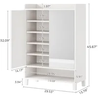 Shoe Cabinet with Mirrored Door, 7-Tier Shoe Storage Cabinet for Entryway, Freestanding Shoe Rack Cabinet with LED Light and Adj 2